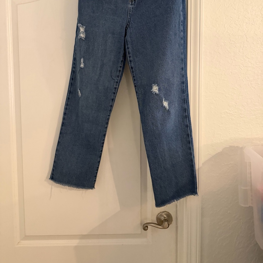 Sincerely Jules Distressed Straight-Leg Jeans - Dark Blue